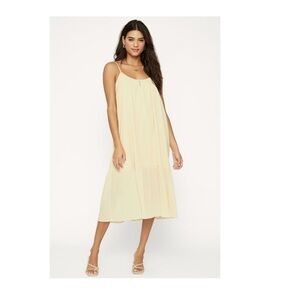 Lost + Wander Nude/ beige sweet lemon pie midi dress swiss dot L NWT